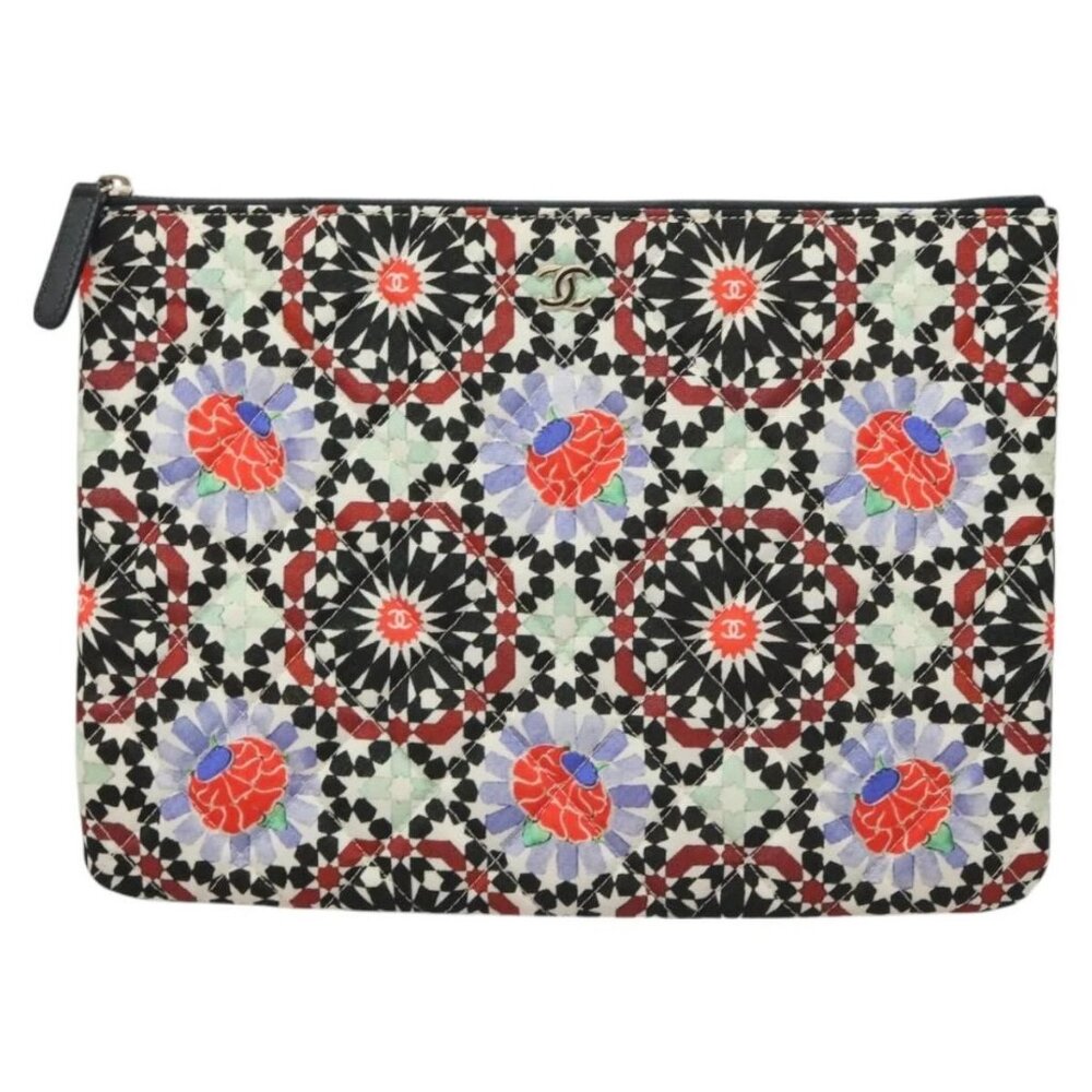 CHANEL Matelasse COCO Mark Pouch Nylon Multicolor CC Auth 129976V - Picture 2 of 16
